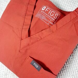 FIGS Technical Collection Women's Scrub Top Coral XXS Short Sleeve V Neck Pocket